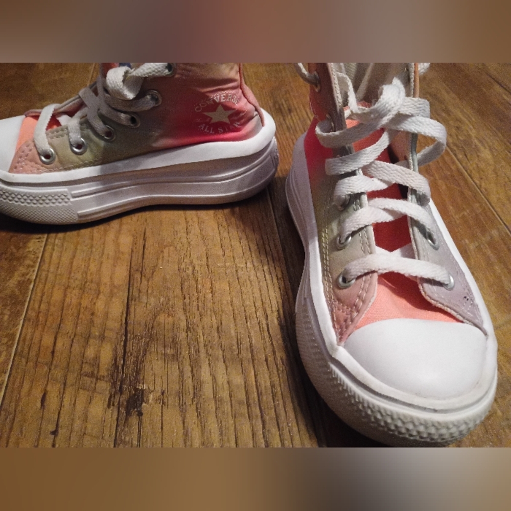 Converse Pink and Green High-Top Sneakers with Chunky Sole - Picture 14 of 16